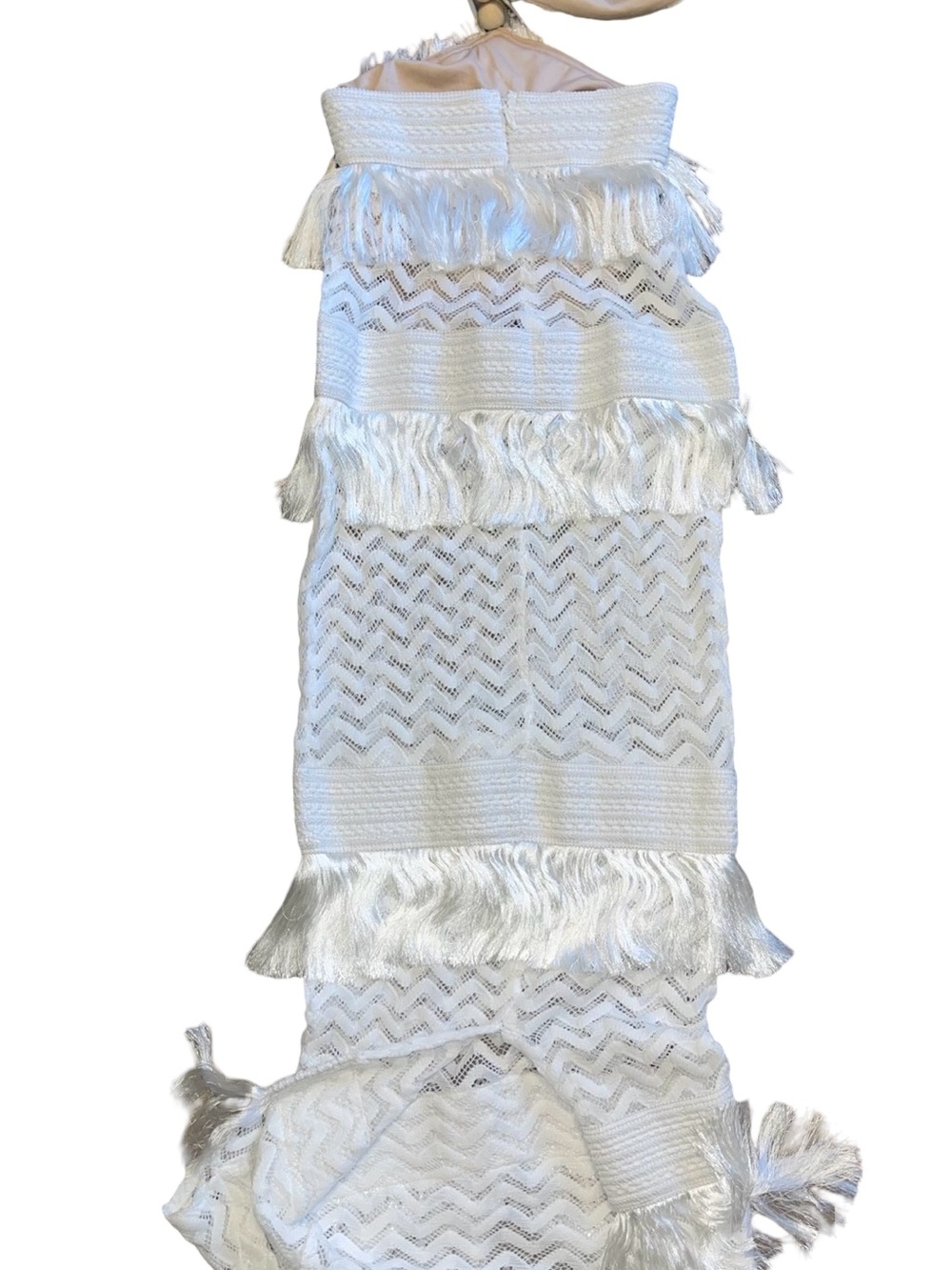 Fashion Nova Coastal Dream White Fringe Crochet Maxi Dress size M - Picture 7 of 8